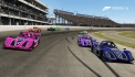 BCKracer71 (blue) takes the lead from MR BL0NDE 27 (pink) on lap 3.