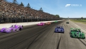 OctoberDusk06 (green) makes a move underneath BCKracer71 (blue) and MR BL0NDE 27 (pink) for the race lead on lap 4.