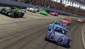 nSmokez420 (light green) collides with Housty01 (red) and MR BL0NDE 27 (pink) following the lap 22 restart, putting the field under caution #5.